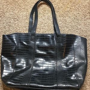 Neiman Marcus black leather tote bag